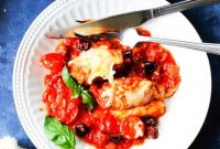 Veal Rollatini with Peppers, Cheese & Basil in Tomato-Olive Sauce