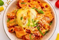 Cheesy Baked Rigatoni with Marinara and Mozzarella