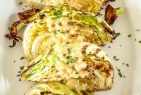 Roasted Cabbage with Tangy Dijon Onion Sauce
