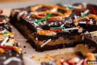 Chocolate Bark with Dates, Pecans and Pretzels: Sweet & Salty Snack