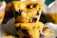 Moist Blueberry Corn Muffins with a Golden Crust