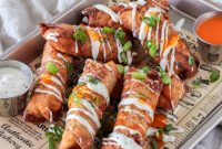 Crispy Buffalo Chicken Egg Rolls with Tangy Ranch Dip