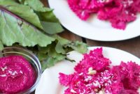 Creamy Beet Pesto Pasta with Goat Cheese and Walnuts