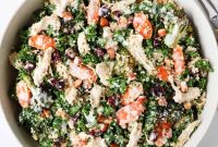 Chicken, Broccoli and Kale Salad with Lemon Garlic Dressing