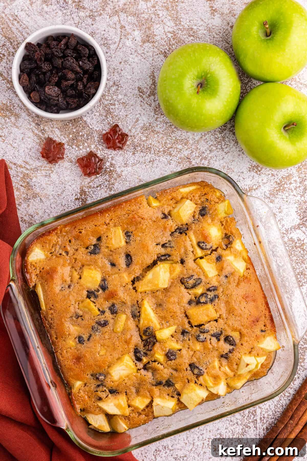 A pan of maple apple pudding.