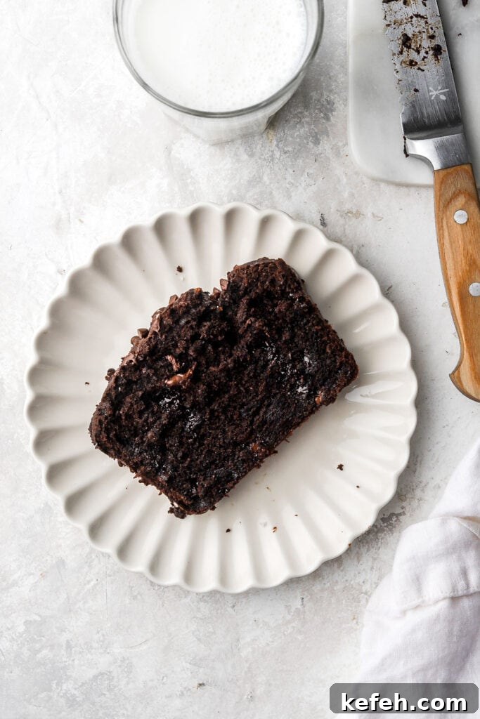 Fudgy Chocolate Banana Bread Recipe 3 slice of chocolate banana bread