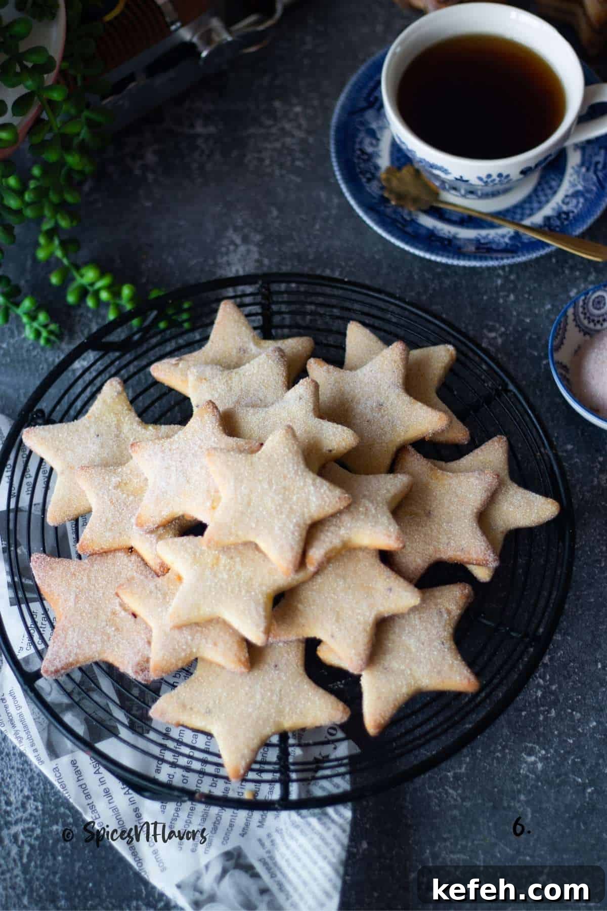 Biscochitos Recipe Without Lard — New Mexico’s Traditional Cookies 2 biscochitos cookies arranged on a wire rack to resemble like snow flakes.