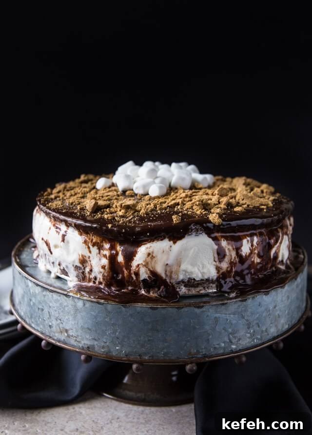 S'mores Brownie Ice Cream Cake Recipe for Summer Desserts 5 S'more Brownie Ice Cream Cake