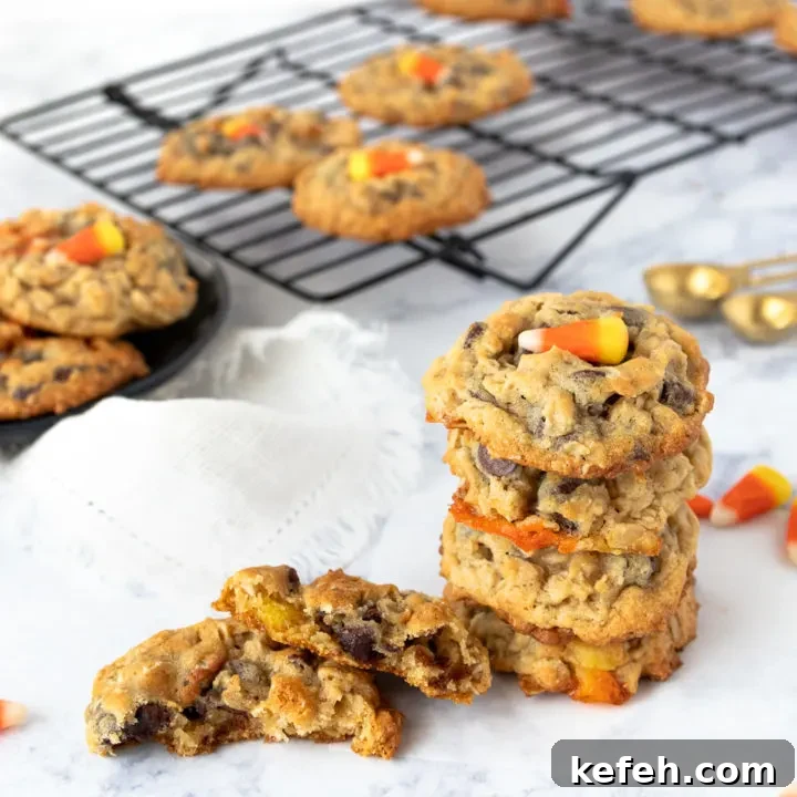Candy Corn Chocolate Chip Oatmeal Cookies