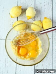 Add lemon juice and eggs
