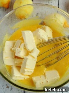 Add cubed butter