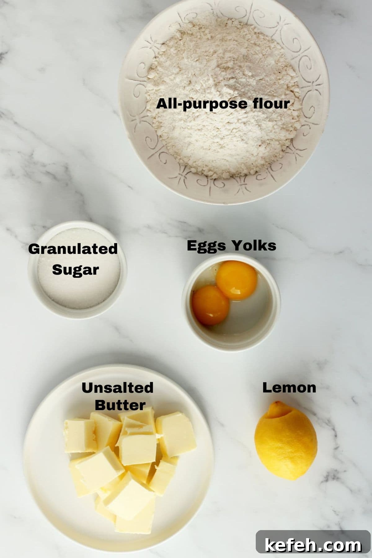 Ingredients for lemon thumbprint cookies