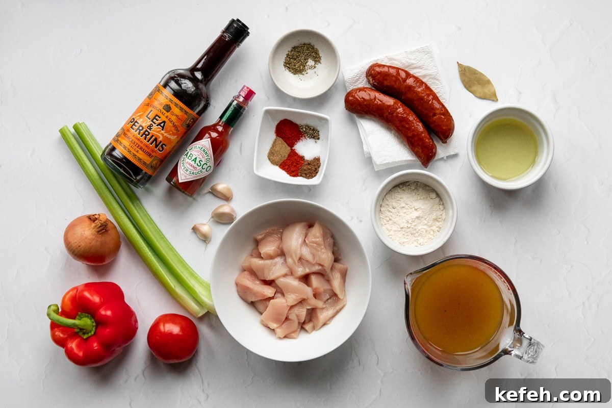 Chicken and Smoked Sausage Gumbo Recipe with Rich Cajun Flavor 3 Ingredients for chicken and sausage gumbo
