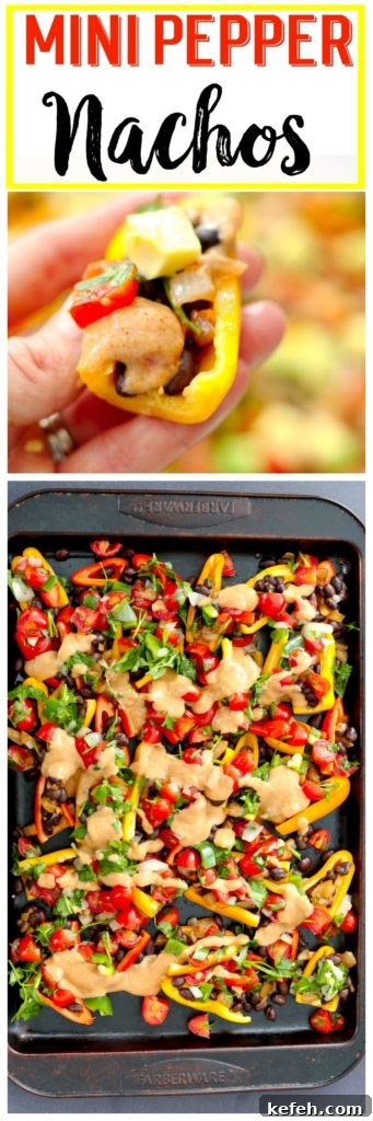 Vegan Gluten-Free Mini Bell Pepper Nachos Recipe 9 Healthy Mini Pepper Nachos recipe! Vegan and gluten-free appetizer recipe that is perfect healthy Super Bowl Food!