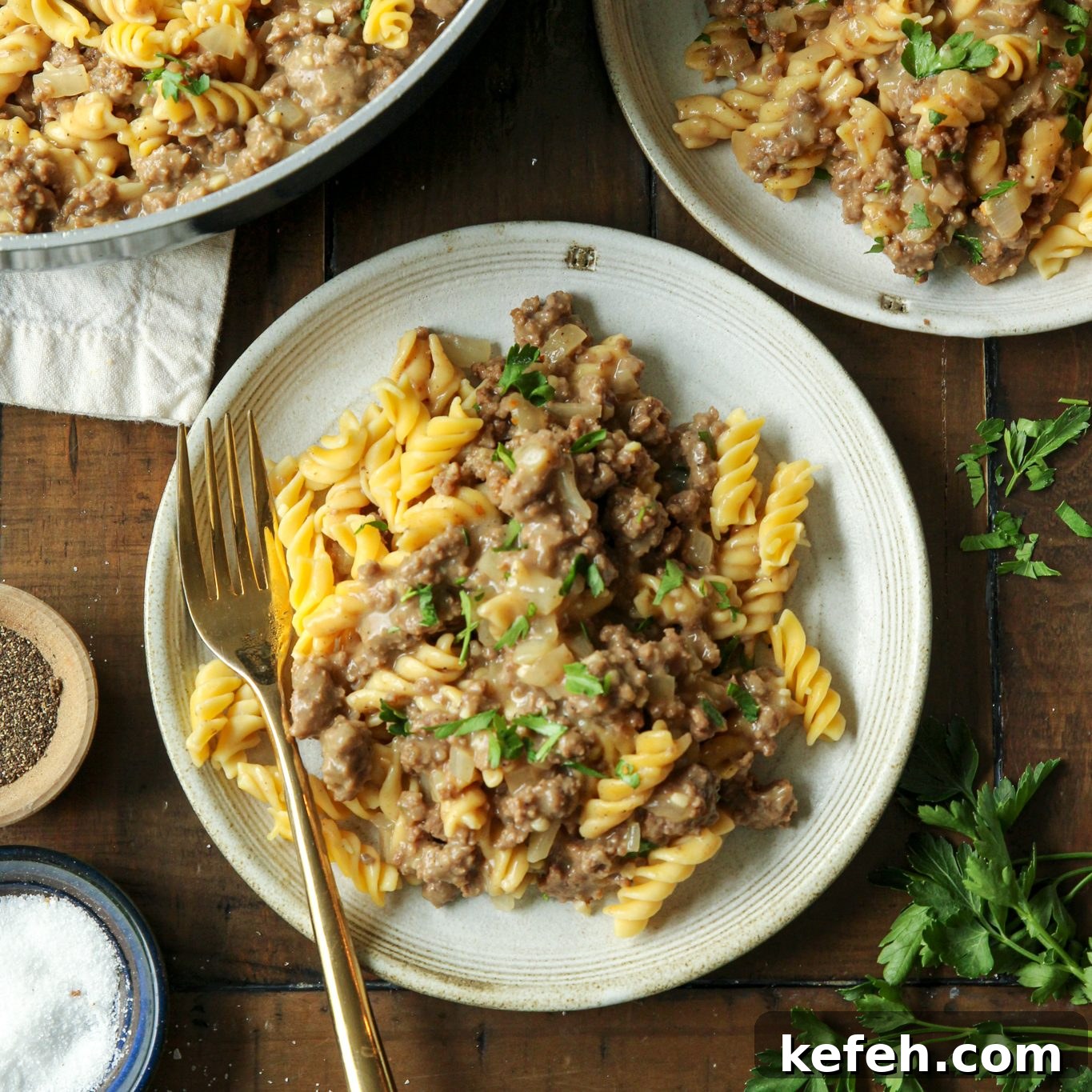 Gluten-free Dairy-free Ground Beef Stroganoff - An EASY weeknight meal that only takes 30 minutes to make. Nut-free, egg-free, with Paleo options.