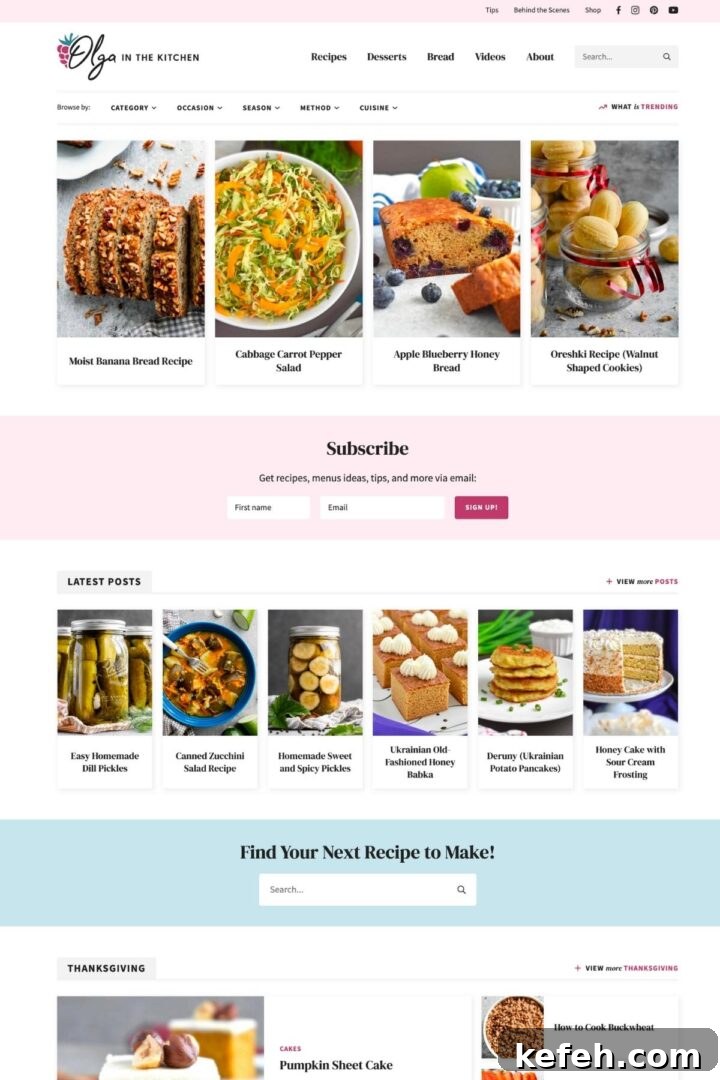 Olga in the Kitchen new website design - 2022 year Olga in the Kitchen new website design, 2022 year