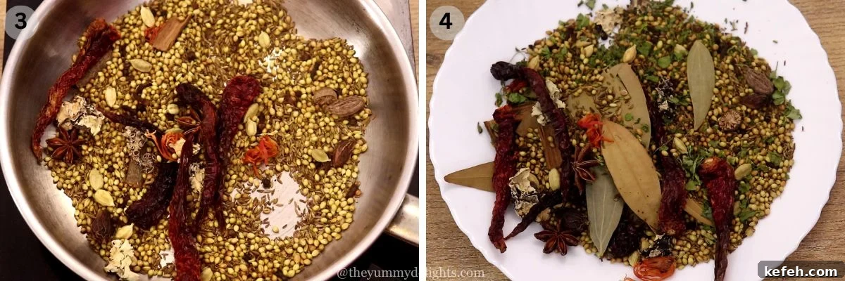 Authentic Homemade Biryani Masala Powder Recipe 5 Roasting wholes spices to make biryani masala.