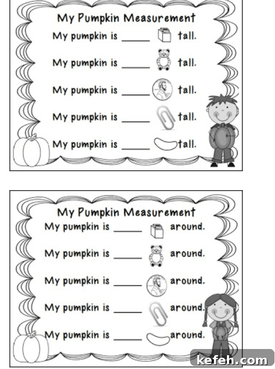 Learning Through Pumpkins: Fall Activities and Lessons for Kids 5 pumpkin measurement printable