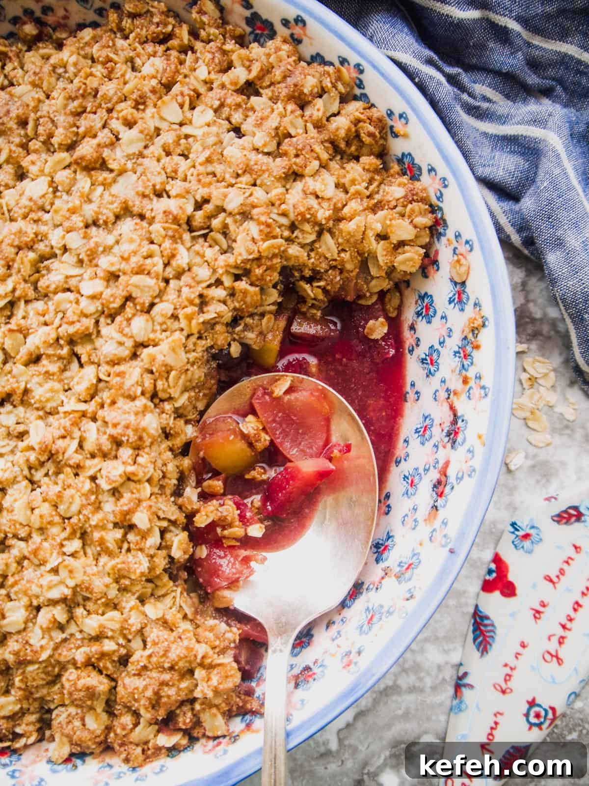 Vegan cherry crisp fresh out of the oven.
