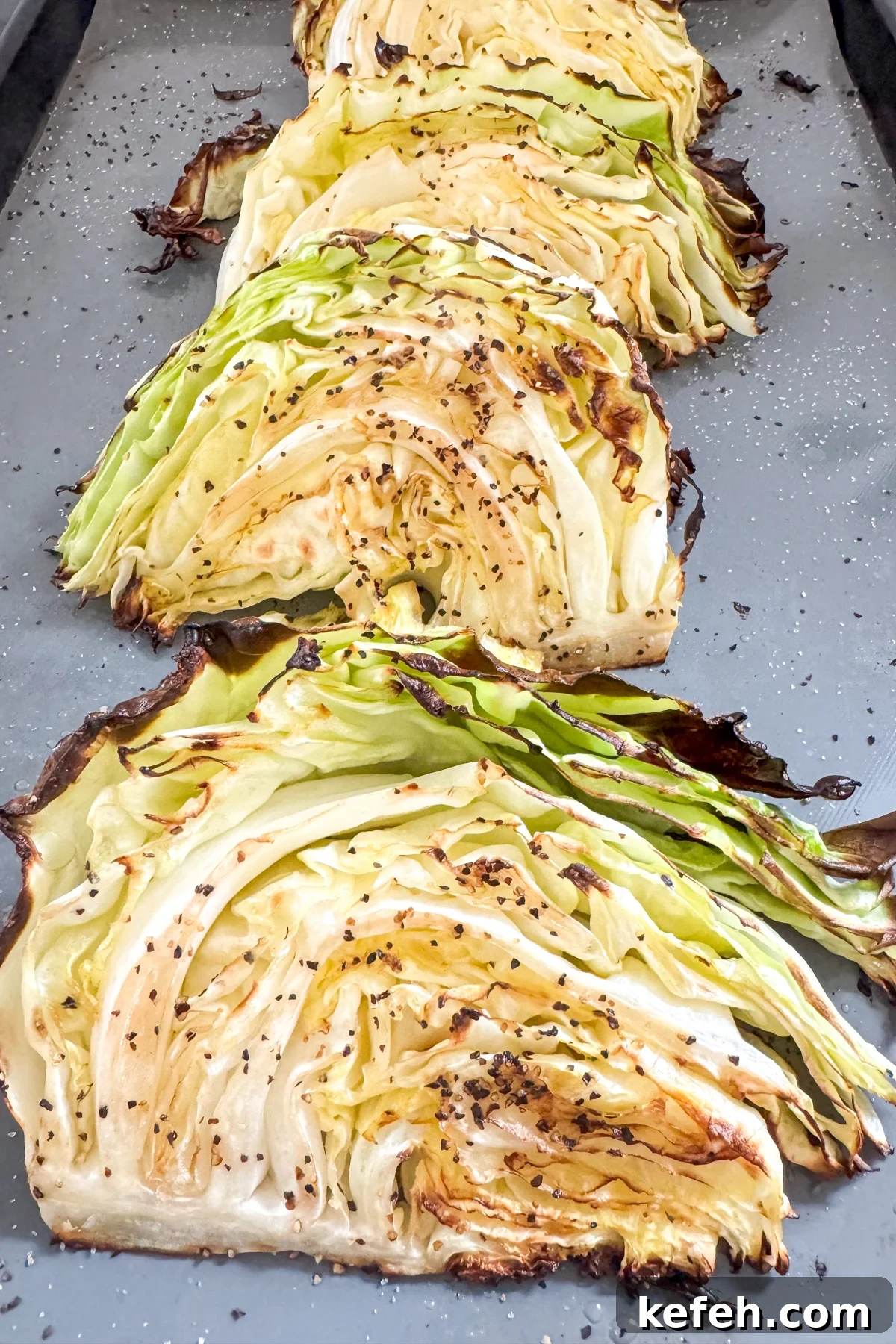 roasted cabbage on baking sheet