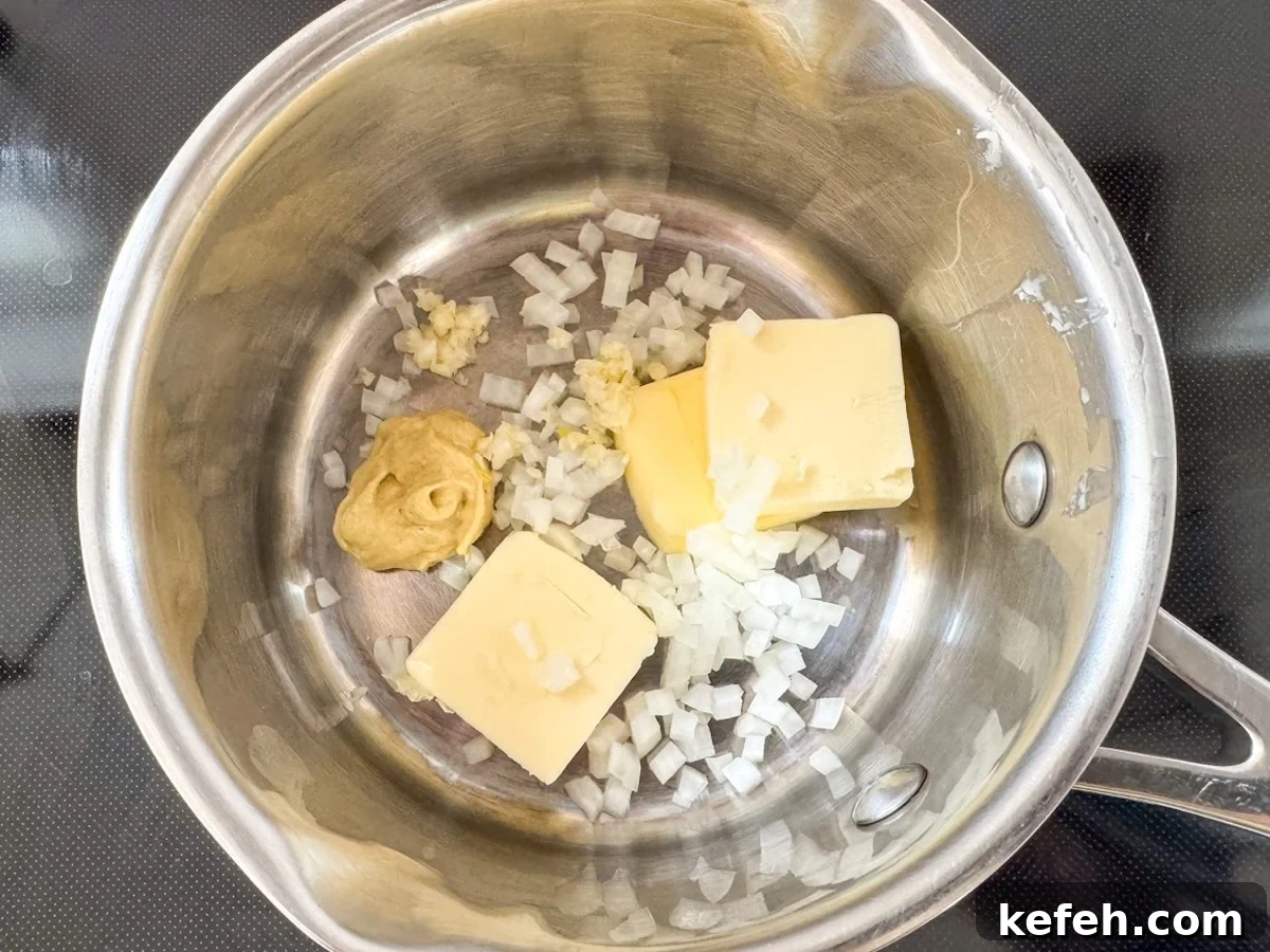 sauce ingredients in pan on stove
