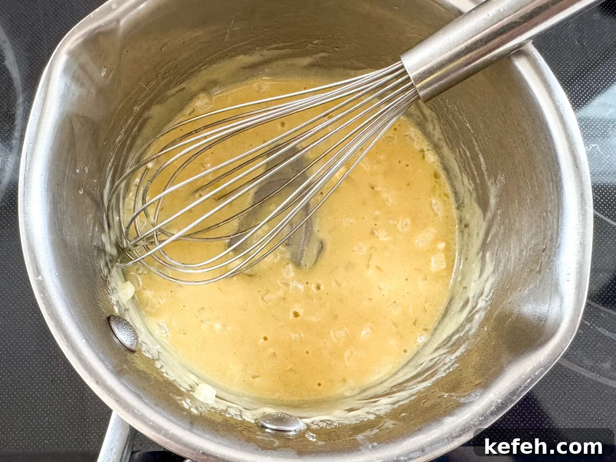 blended sauce in pan