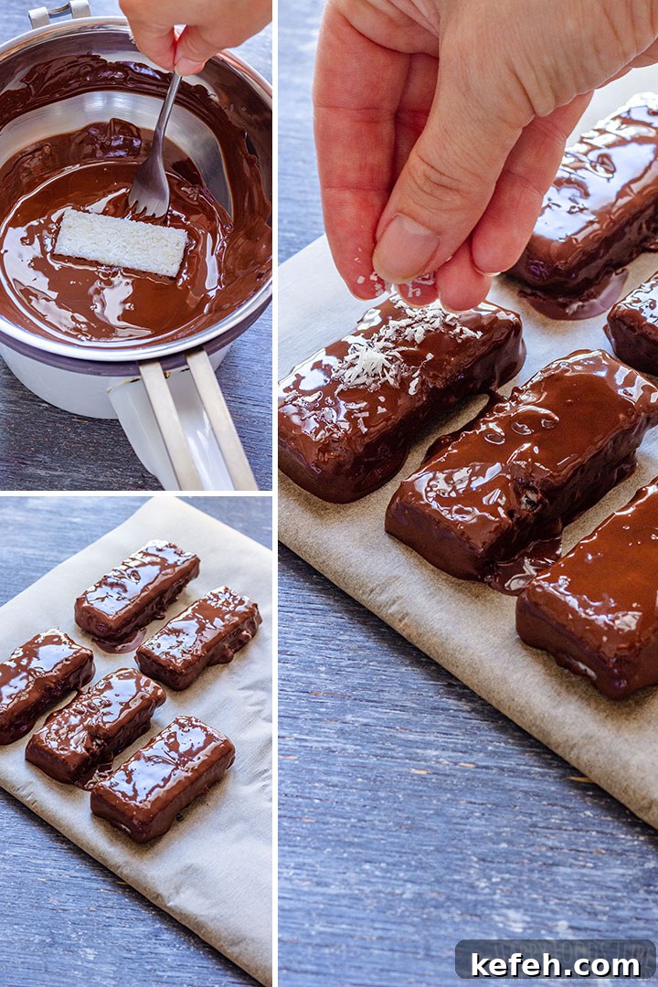 How to Cover Chocolate Coconut Bars