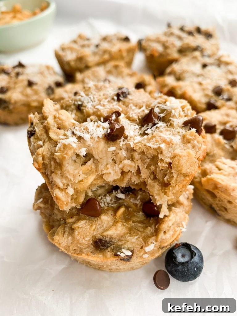 Coconut Cashew Oatmeal Breakfast Cups 3 a stack of two oatmeal cups
