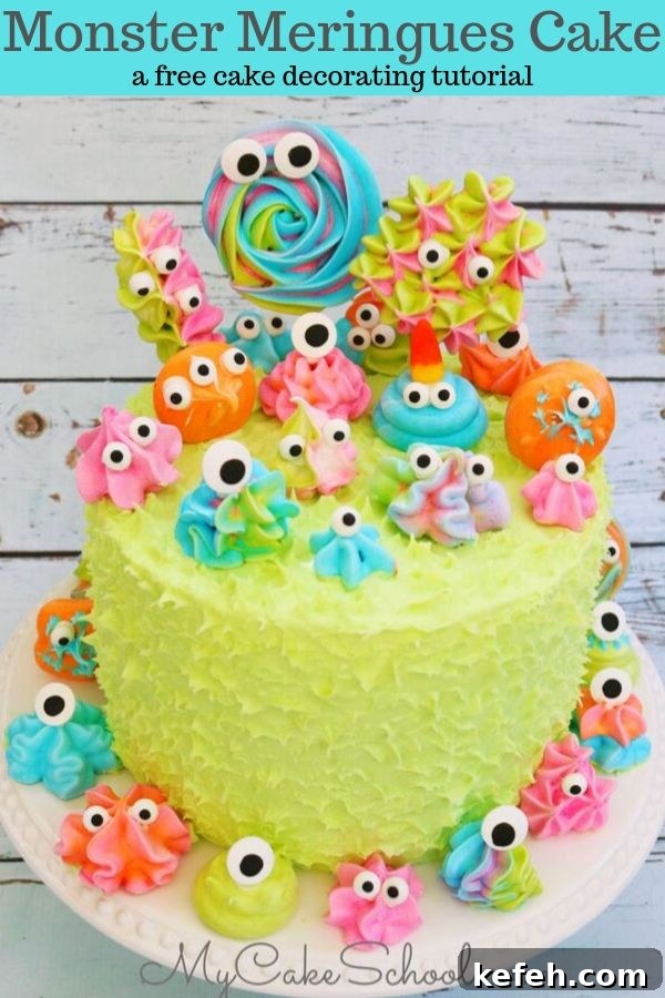 This Monster Meringues Cake is the Cutest! Such a fun and simple cake design for Halloween!