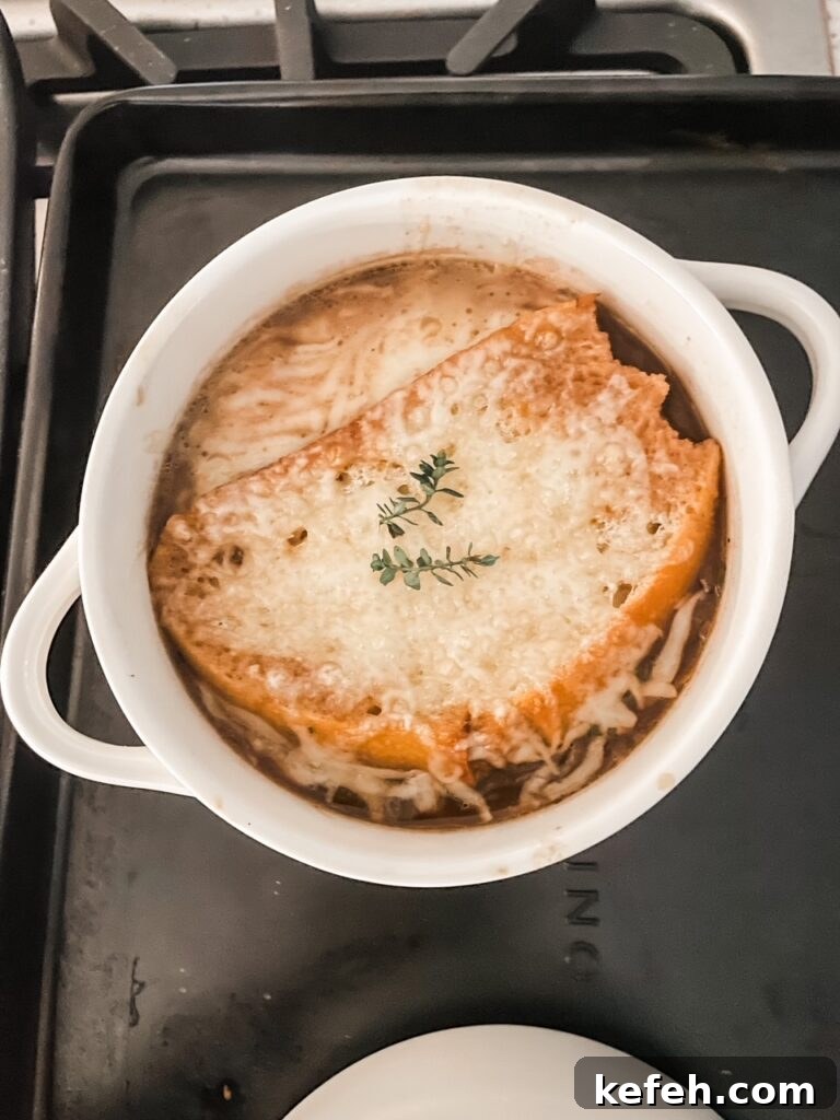 Classic French Onion Soup Recipe: Rich, Comforting Bowl of Flavor 3 The finished French Onion Soup