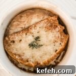 The finished French Onion Soup