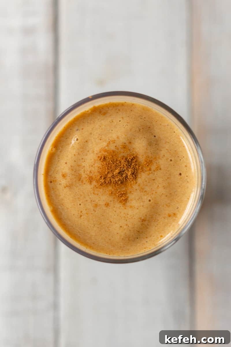 Pumpkin Spice Latte Smoothie Recipe for Fall Morning Energy 5 Pumpkin Spice Latte Smoothie overhead in glass