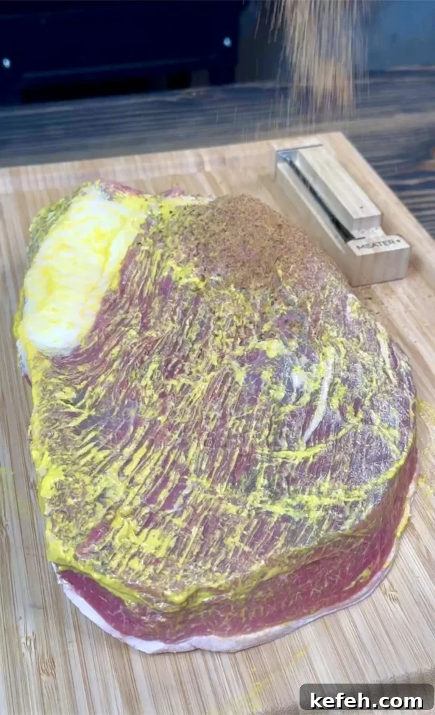 brisket thats ready to go on the smoker