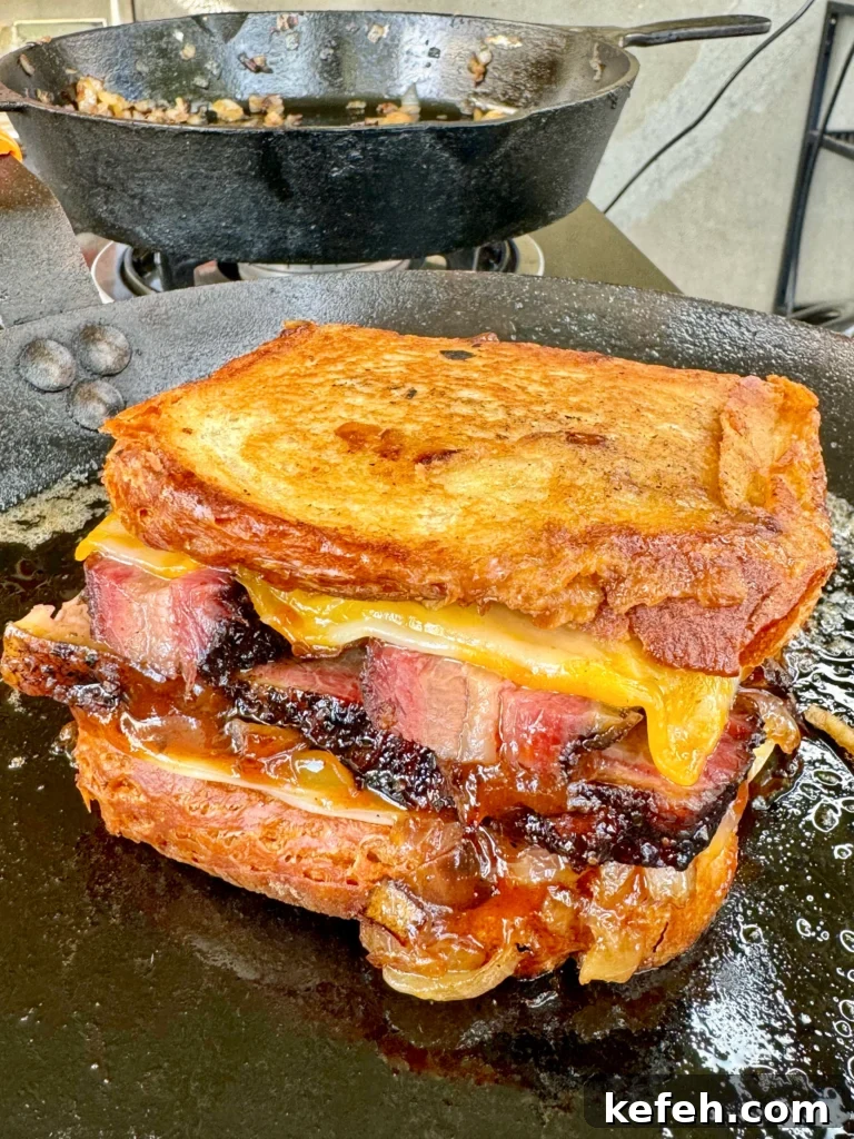 brisket melt on a cutting board