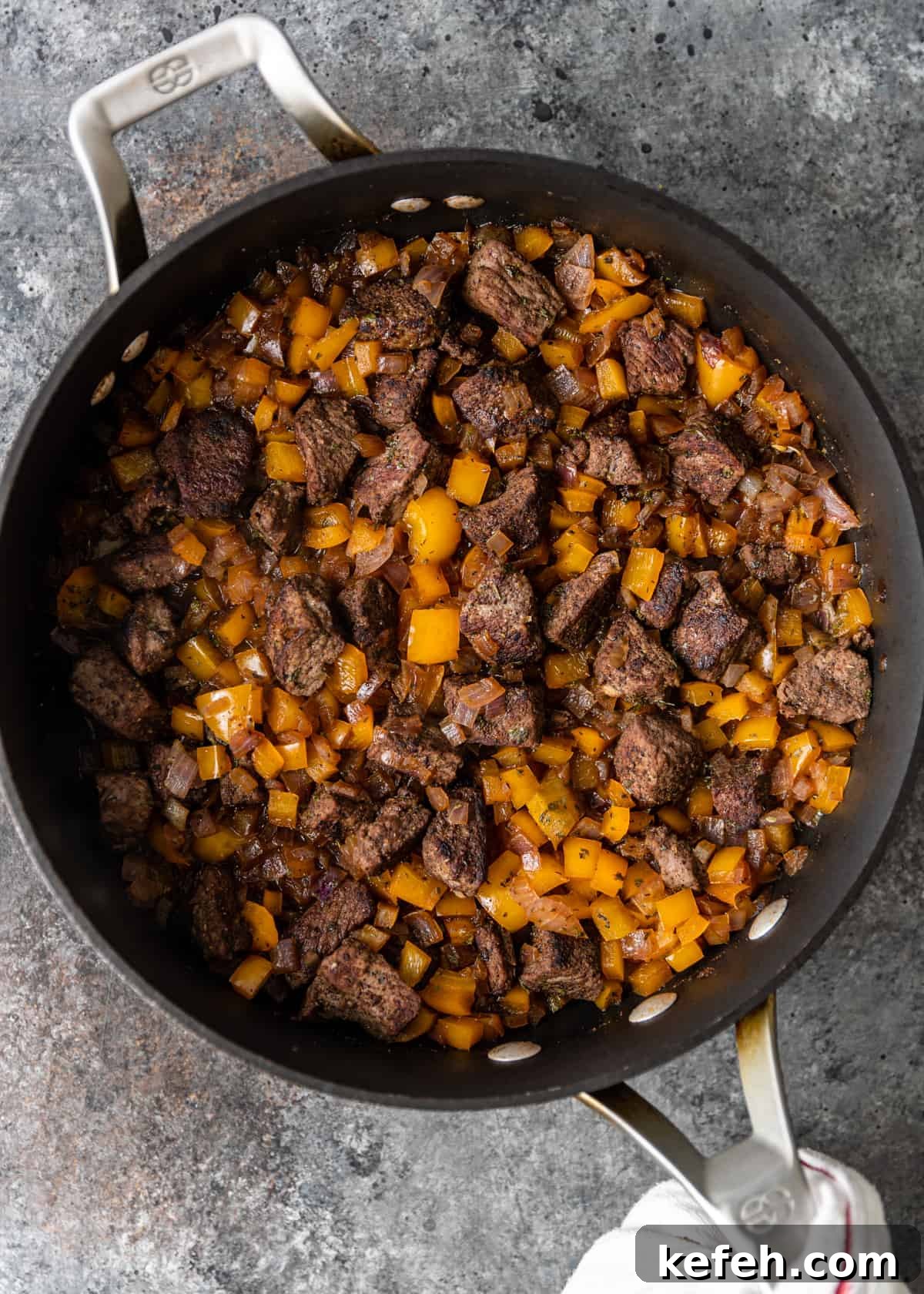 overhead process shot: titled image (and shown) cook and cover