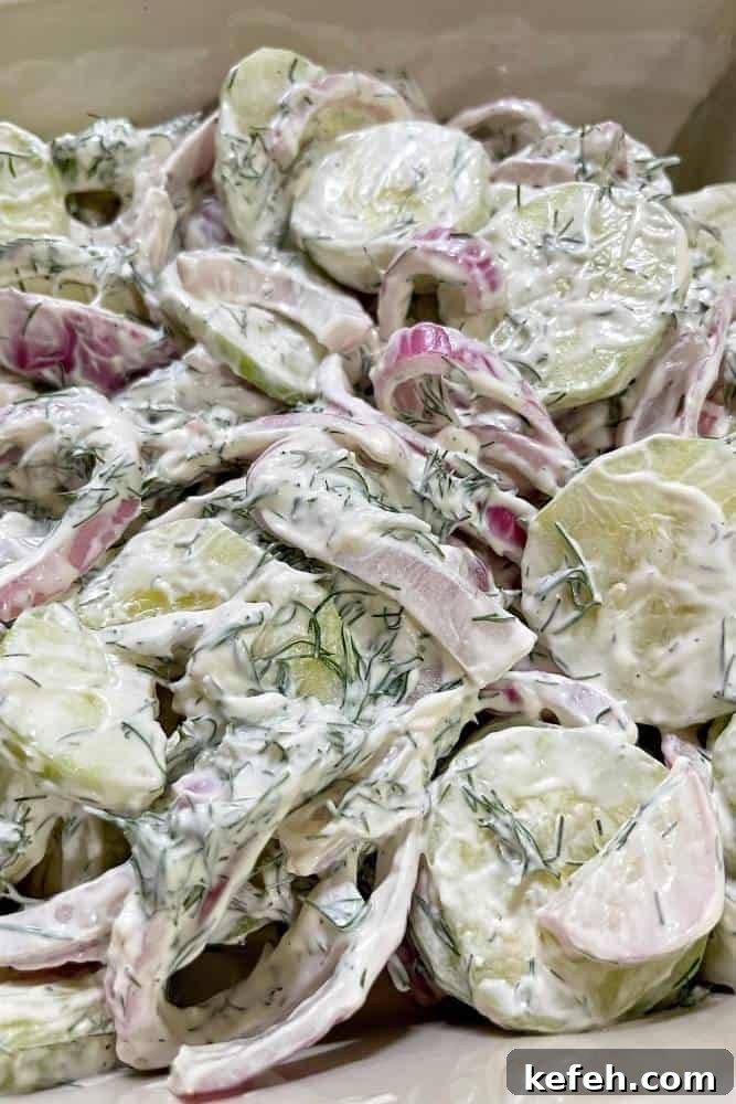 Fresh Summer Dinner Party Menu Ideas for Entertaining Guests 6 close up of creamy cucumber salad