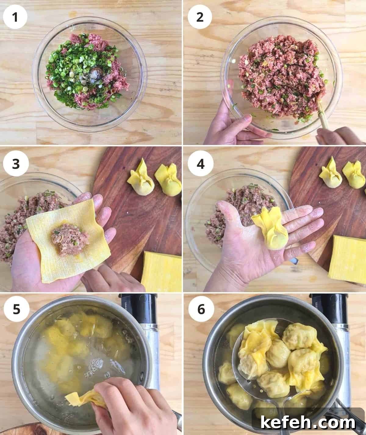 Crispy Pork Wontons Recipe with Ginger-Soy Dipping Sauce 4 Step by step instructions
