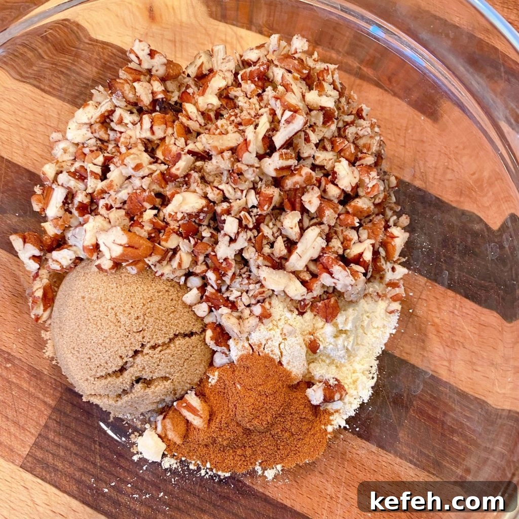 Quick Lemon Streusel Bread from Cake Mix 3 Streusel Topping Ingredients in a small bowl.