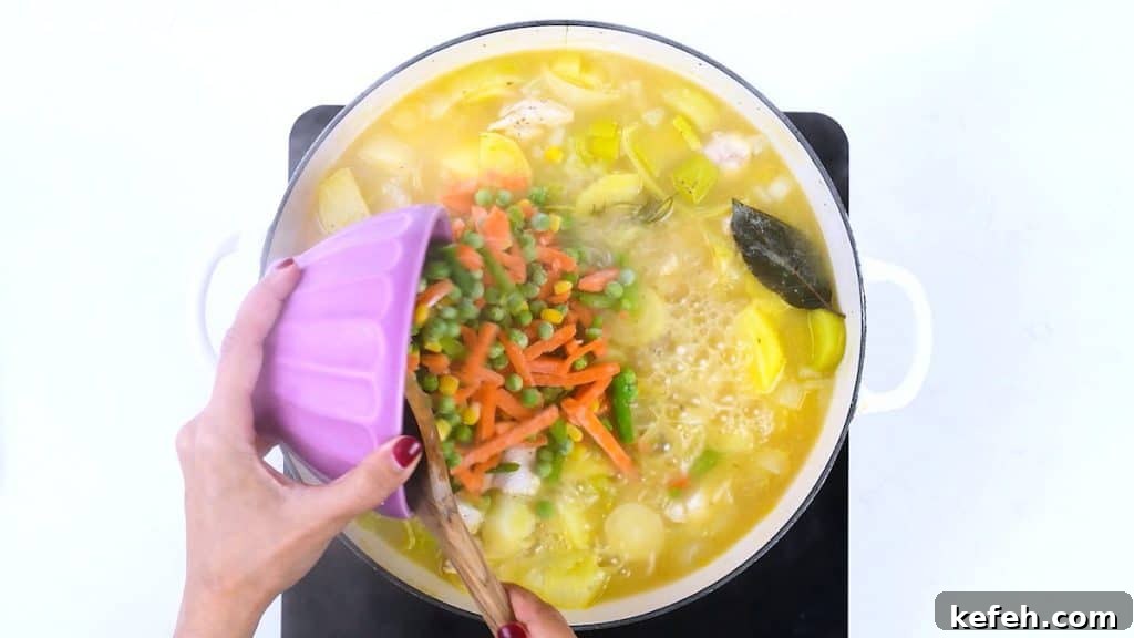 Adding frozen vegetables to chicken casserole