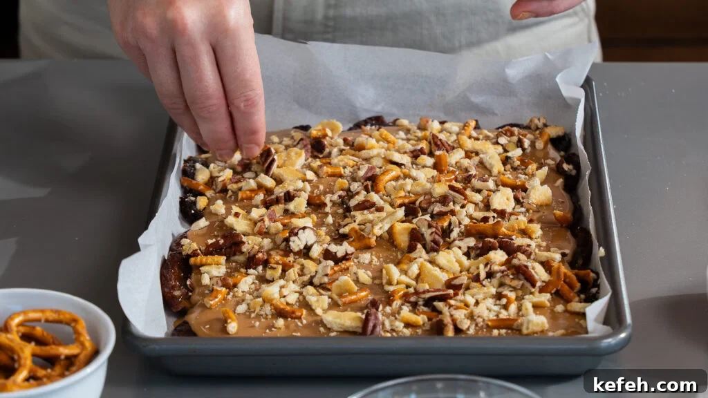 Chocolate Bark with Dates, Pecans and Pretzels: Sweet & Salty Snack 6 img 20579 8