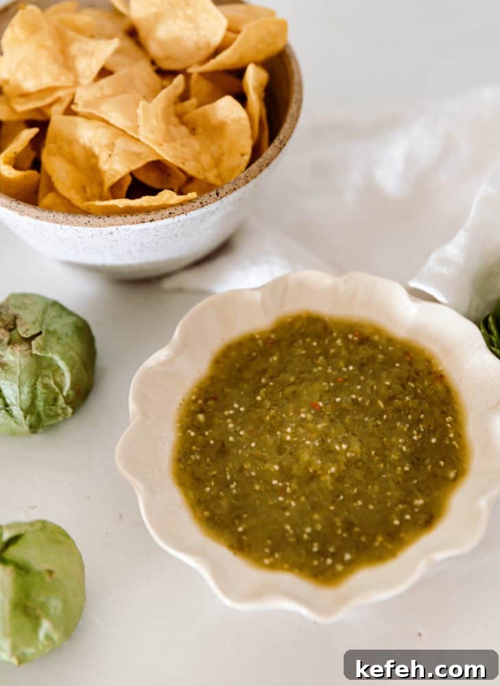 Jar of tomatillo salsa