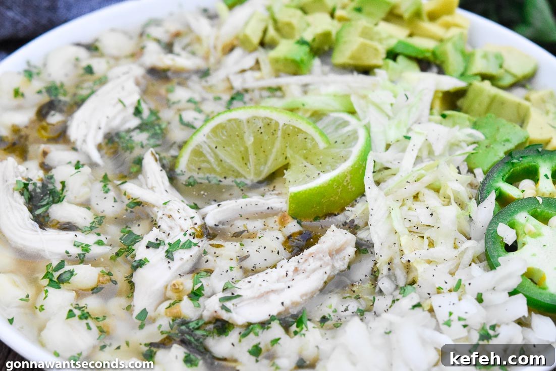 Chicken Posole in a bowl
