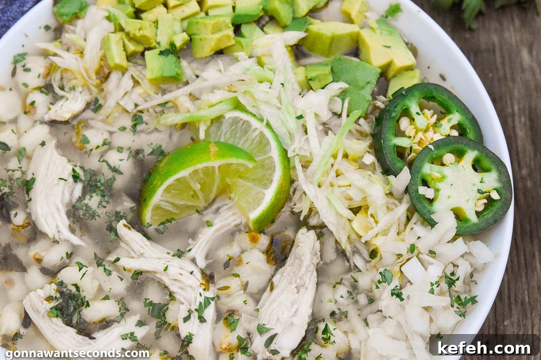 Chicken Posole in a bowl
