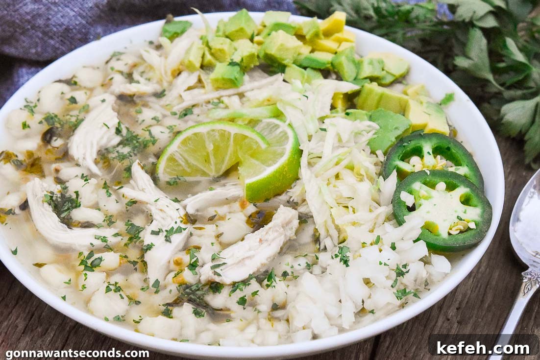 Chicken Posole in a bowl