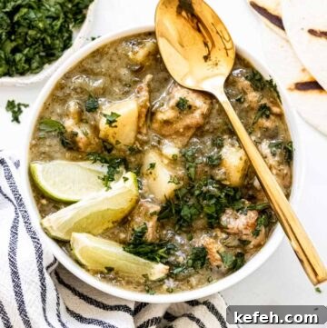 green chile stew in a bowl