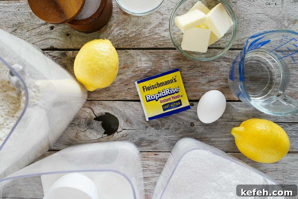 Ingredients for Lemon Roll Pull Apart Bread.