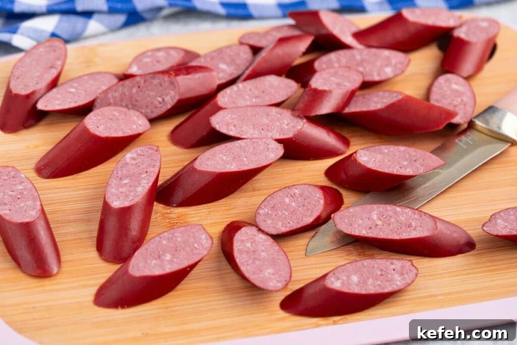 Crispy Juicy Air Fryer Kielbasa Recipe That Melts in Your Mouth 5 slice kielbasa into medallions