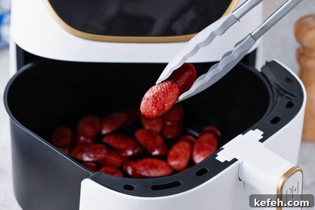 Crispy Juicy Air Fryer Kielbasa Recipe That Melts in Your Mouth 7 check kielbasa in the air fryer to make sure it is done to your liking