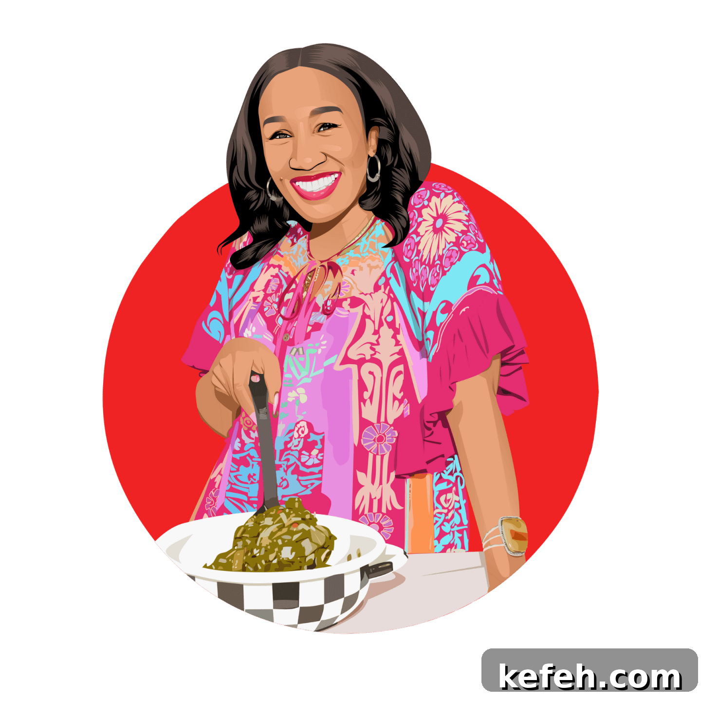 Southern Soul Food Side Dishes: Classic Recipes to Try Tonight 3 Illustrated portrait of Shaunda Necole serving Southern-style collard greens