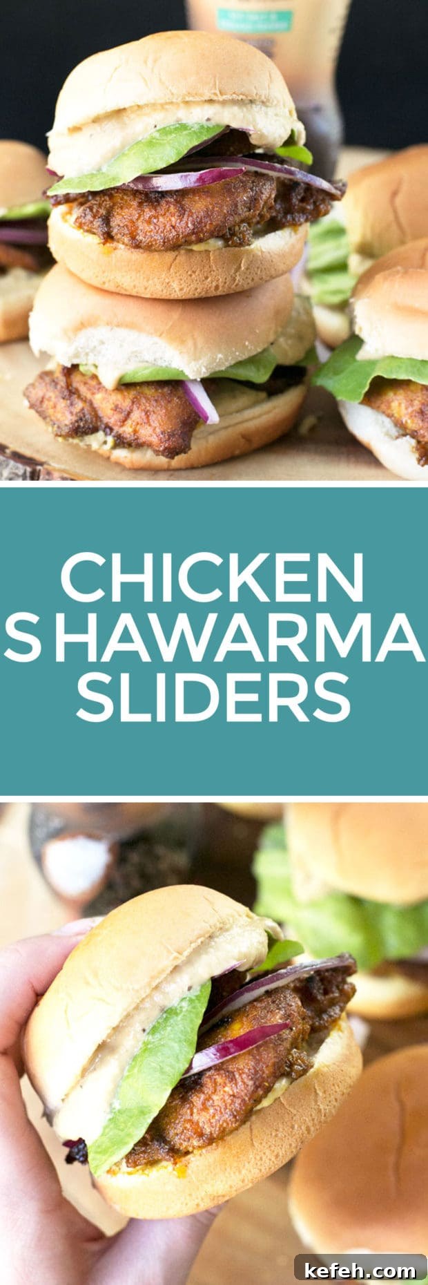 Juicy Chicken Shawarma Sliders with Garlic Sauce 6 Chicken Shawarma Sliders pin image